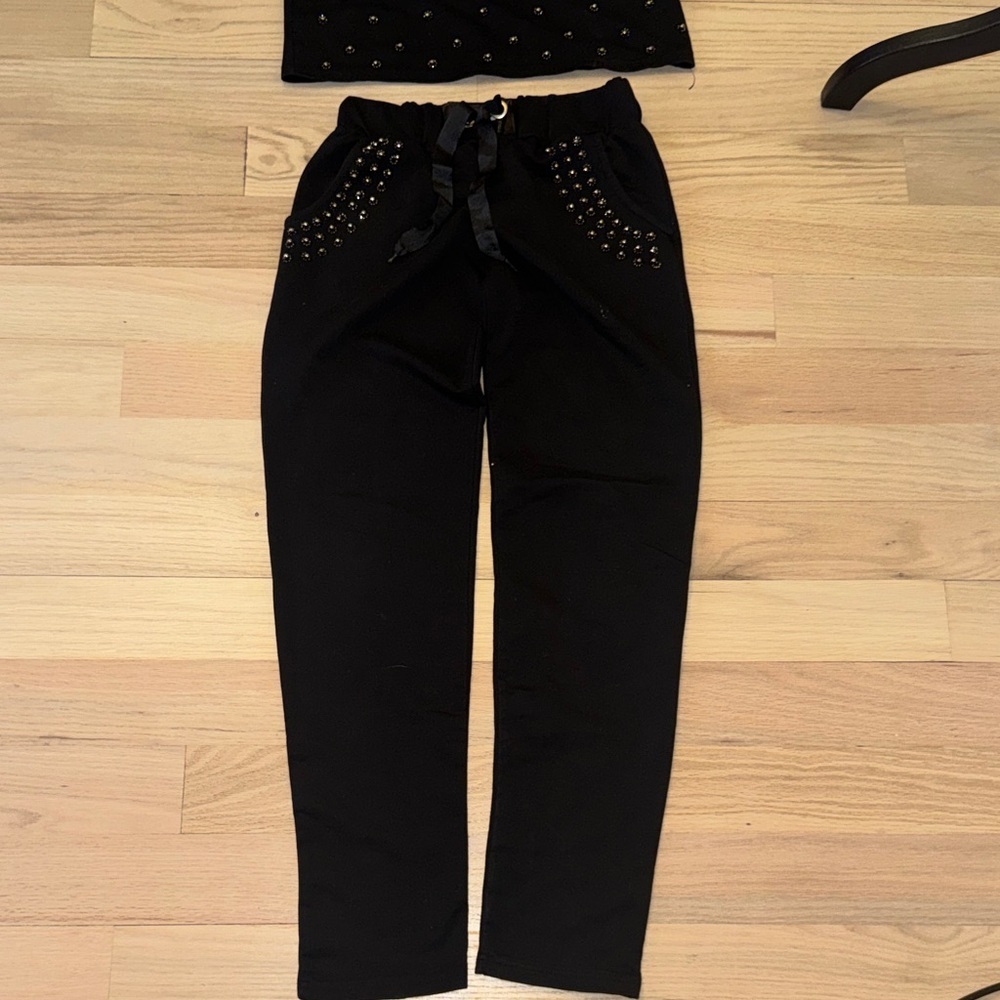 Black Studded T-Shirt and Pants Set - Picture 2 of 15